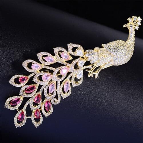 Cute Animal Corsage Korean Fashion Colorful Peacock Phoenix Brooch Pin Women Brand Jewelry Cubic Zirconia Bouttoniere