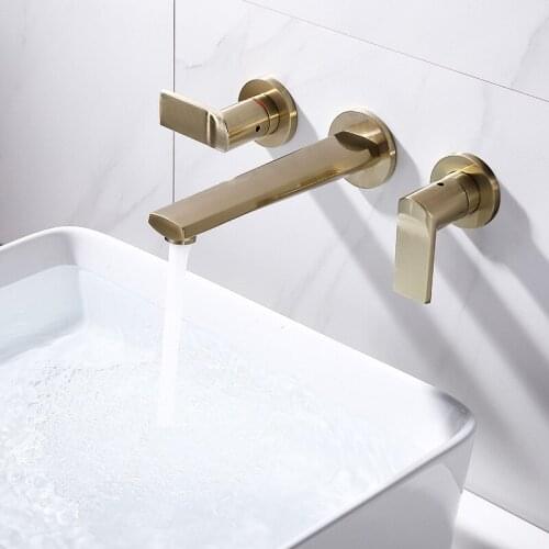 Wall type washs a face bibcock all copper cold hot basin faucet handles the stage basin dark with jiangmen factory