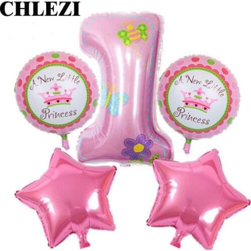 New 1th Happy birthday Combination suit helium Foil balloons pink Blue digital Party supplies Baby birthday balloons