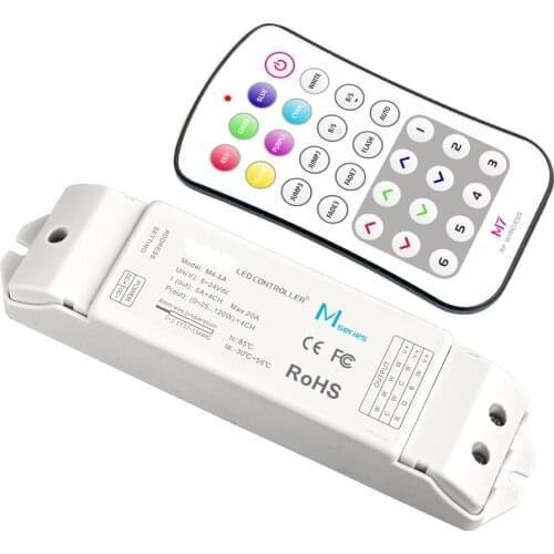 New Led RGB Controller M4-5A Receiver M7 RF Wireless Touch Remote;DC5~24V 5Ax4CH 20A Output for 5050/3528 Strip Use
