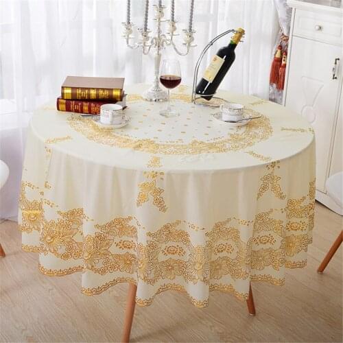 Pastoral PVC Hot Stamping Floral Tablecloth Waterproof Oilproof Bronzing Anti Hot Table Covers Fabric Decorative Table Cloth