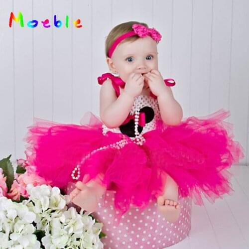 Latest Minnie Dot Girls Party Dresses Fancy Costume Cosplay Kids Tutu Dress Easter Baby Clothes Children Cartoon Party Prom Pink