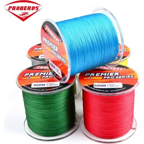 PRO BEROS Brand 500M PE Braided Fishing Line 4 Strands 8LB 10LB 20LB 60LB 80LB 100LB Multifilament Fishing Line