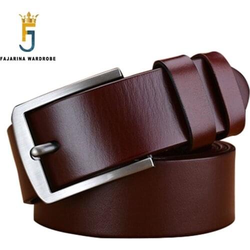 FAJARINA Mens Quality Genuine Leather Belts Retro Style Simple Design Pin Buckle Belt for Men 3.8cm Wide Strap Male N17FJ252