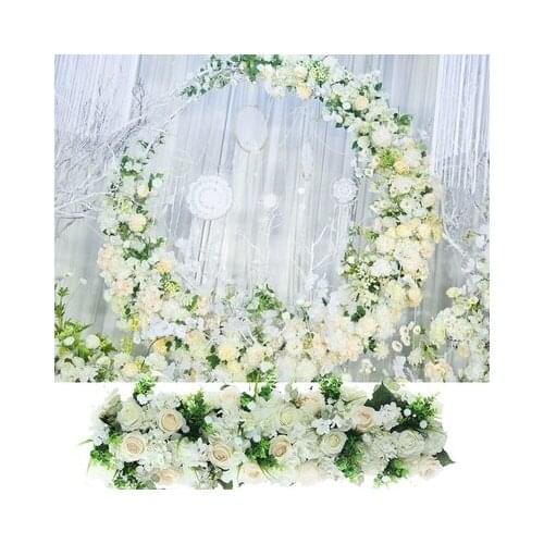 Romantic White artificial flower arrangement wedding decoration party props wedding stage arches fake flower row arrangement