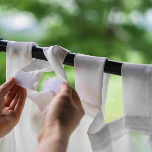 Velcro Outdoor Sheer Curtain for Patio Waterproof, Detachable Sticky Tab Top Elegant Sheer Outdoor Curtain for Porch