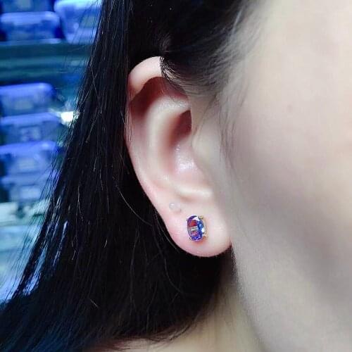 100% Natural Tanzanite Stud Earrings for Daily Wear 5mm*7mm Tanzanite Silver Earrings 925 Silver Tanzanite Earrings