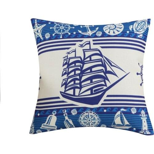 Blue And White Series Cushion Cover Simple Vintage Style Home Decor Cotton Linen Pillow Case 45x45cm Pillow Cover