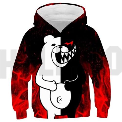 3D Oversized Danganronpa Monokuma Sudadera HombreHoodie Anime Streetwear Harajuku Sweatshirts Cosplay Black and White Bear