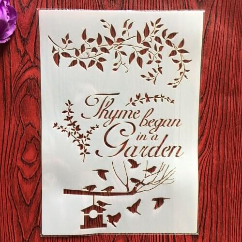 A4 29 * 21cm Leaves bird DIY Stencils Wall Painting Scrapbook Coloring Embossing Album Decorative Paper Card Template