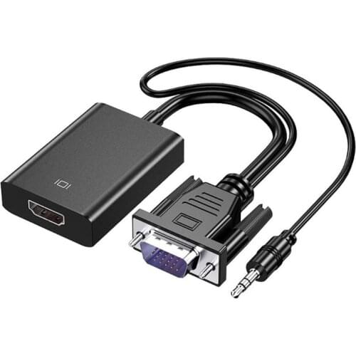 VGA to HDMI- Converter Cable Female VGA Male to HDMI- Adapter with 3.5mm Output for PC Laptop to HDTV Projector