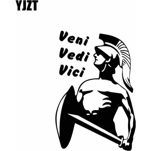 YJZT 9*13.5CM Roman Solid Soldier Veni Vedi Vici Covering The Body Fashion Car Sticker Warrior Decal Black/Silver Vinyl C20-1700