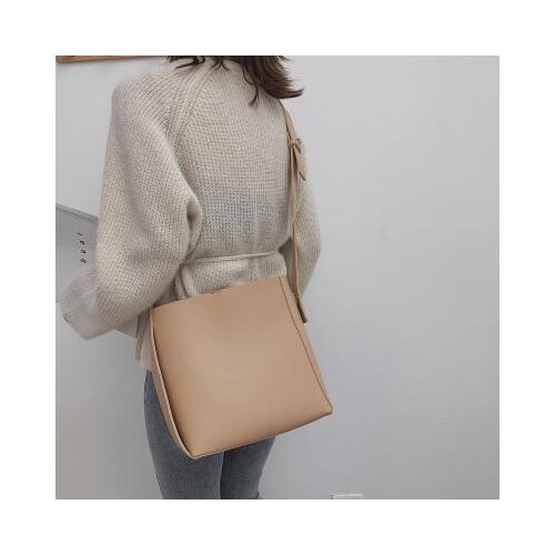 2020 Retro Ladies Handbag Ladies PU Fashion Simple Large Capacity Bucket bag Commuter Bag Shoulder Bag
