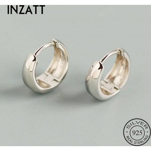 INZATT Real 925 Sterling Silver Geometric Round Hoop Earrings For Fashion Women Fine Jewelry Minimalist Classic Accessorie Gift