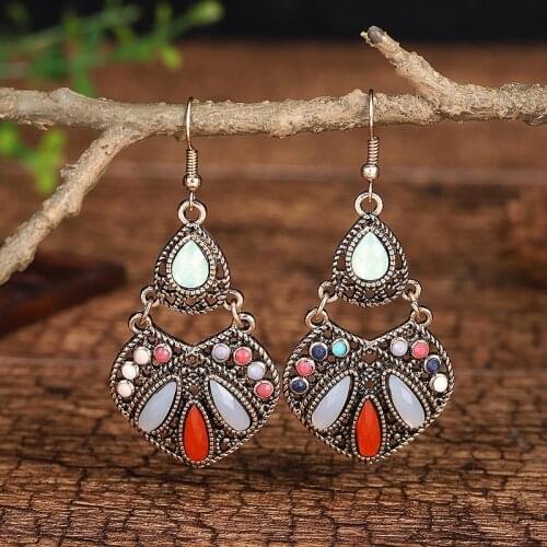4 Color Pendientes Corful Crystal Indian Jewelry Jhumka Charms Earrings For Women Kolczyki Trendy Gold Alloy Wedding Ear rings