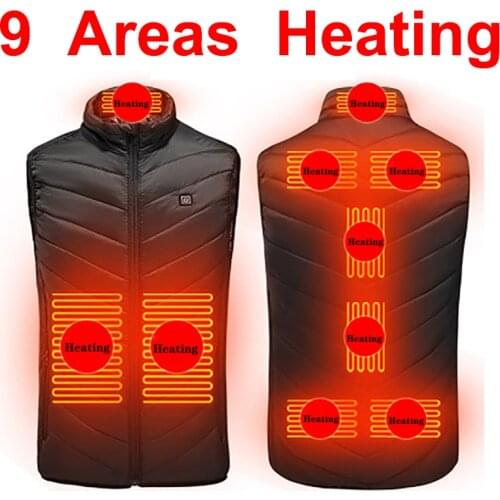 9 Areas Heated Vest Men Women Electric Heated Jacket Winter Thermal Jacket Usb Vest Fishing Hunting Outdoor Veste Chauffante
