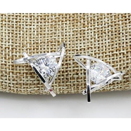 12 Pairs/Lot Geometric Triangle Studing Earrings Square Hollow Earrings Clear Crystal Rhinestone Silver Gold Color Charm Jewelry