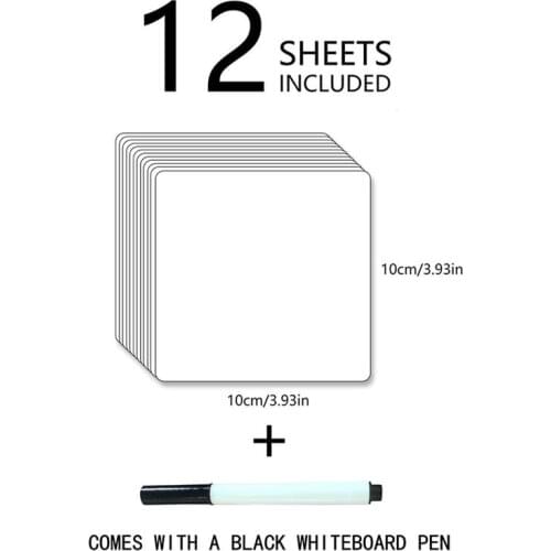 12Pcs Whiteboard Stickers DIY Removable Label Dry Erase Sticky Notes with A Pen