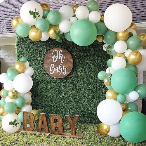 137Pcs/Set Retro Green Balloon Garland Arch Kit White Gold Latex Balloons Birthday Party Decortion Wedding Decor Baby Shower