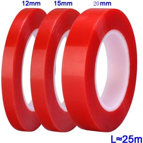 25m Heat Resistant Double Sided Adhesive Tape Transparent Clear Sticker for Mobile Phone LCD Repair Tool 12mm 15mm 20mm