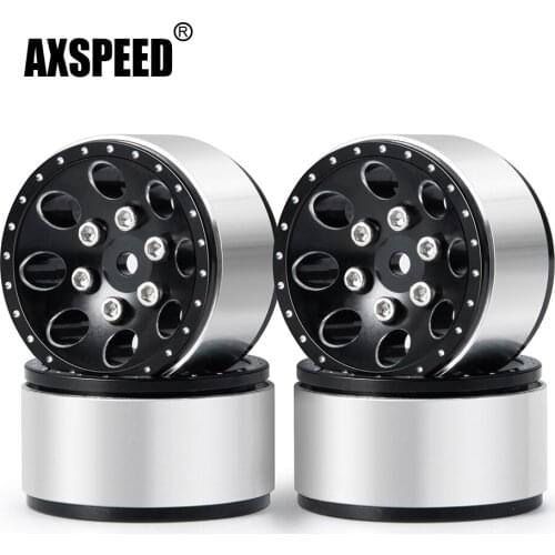 AXSPEED 4Pcs Black Aluminum Micro 1.0inch Beadlock Wheel Rims Hubs for 1/24 RC Crawler Car Axial SCX24 90081 Upgrade Parts #1
