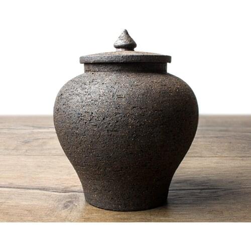 Handmade Tea Storage Jar Ceramic Coarse Pottery Seal Caddy Tea Holder Beans Coffee Nuts Box Cans Container Teaware Accessories