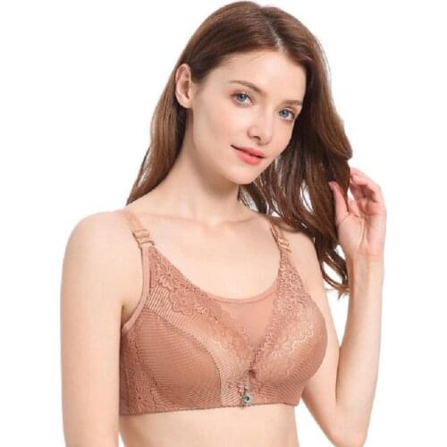 No steel ring bra tube top lace small breast girl comfortable underwear sexy adjustable gather large size bra wholesale
