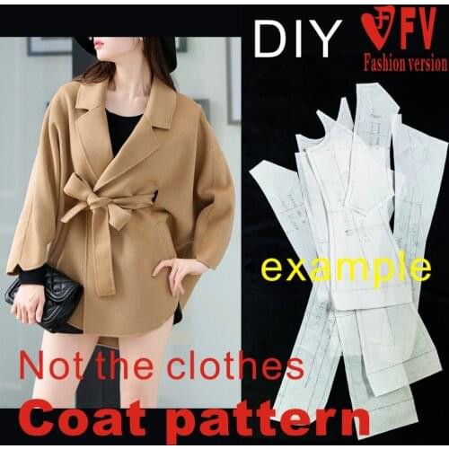 Ladies cloak cloak pattern double-sided cashmere lapel coat design drawing garment sewing drawing BFY-248