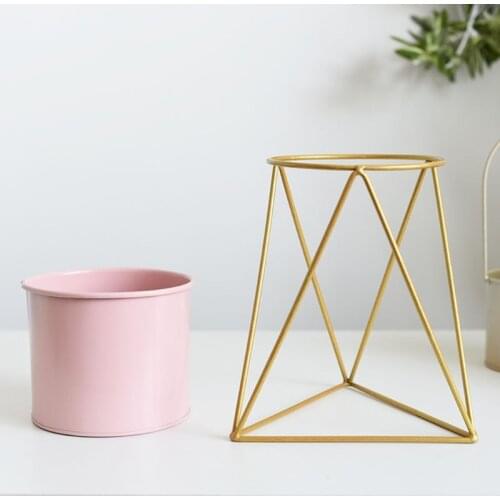 Nordic Style Geometric Metal Iron Flower Pot Succulent Plant Display Holder Ornaments Home Office Garden Decor