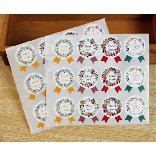 Ynaayu 60pcs/set Garland Medal Hand Made Sealing Stickers Pudding Bottles Cookie Boxes Decorative Stickers For Party Supply
