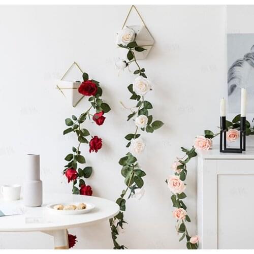 Artificial Vine Decorative Fashion Faux Maple Garland Artificial Garland Pink White Flower Wall Hanging