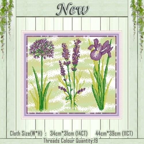 Three purple flowers diy home decor painting counted printed on canvas DMC 14CT 11CT Cross Stitch Needlework Sets Embroidery kit