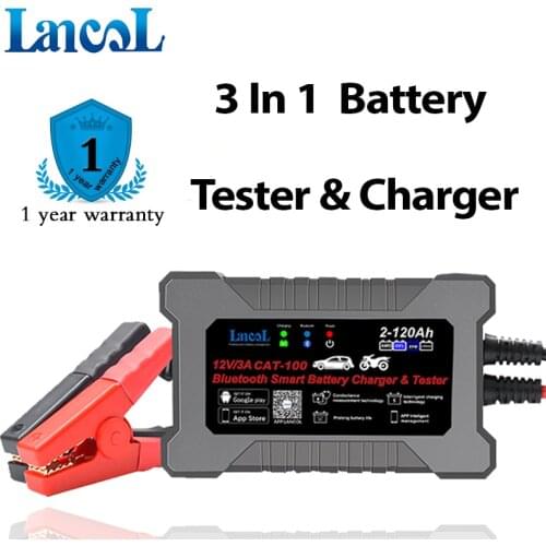 Lancol CAT100 12V 3A Fully Automatic Portable Battery Charger/Tester/Maintainer 8-Stage Rescue and Recover Batteries