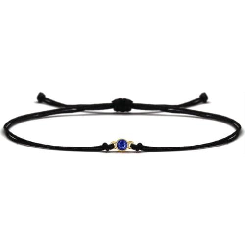 Pretty Cute Mini Round Blue Cubic Zirconia Crystal Charm Bracelet For Women Exquisite Red String CZ Daily Trendy Jewelry Gift