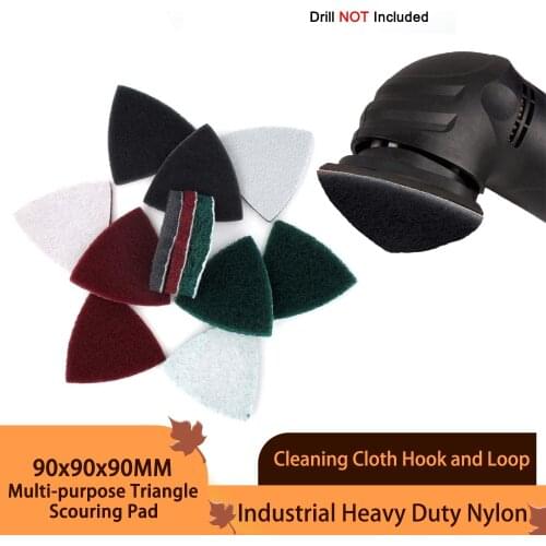 45Pcs 90x90x90MM Multi-purpose Triangle Scouring Pad 240 to 800 Grit Industrial Heavy Duty Nylon Cleaning Cloth Hook and Loop