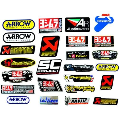 Motorcycle Exhaust Pipes Decal Sticker Aluminium 3D Heat-resistant Decals Sticker Universal For Scorpio Two Brother Arrow MIVV
