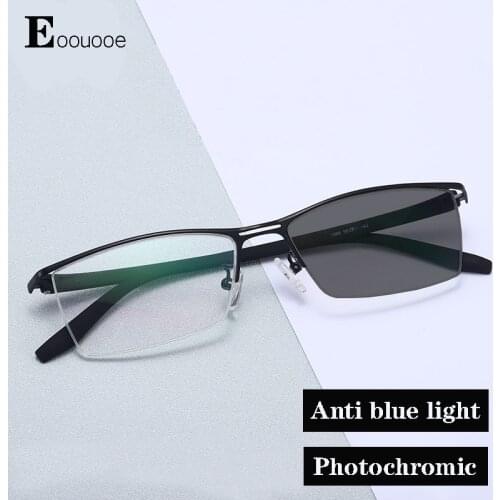 Aolly Men Glasses Anti-blue lens Myopia Photochromic Reading Glasses CR39 Lens