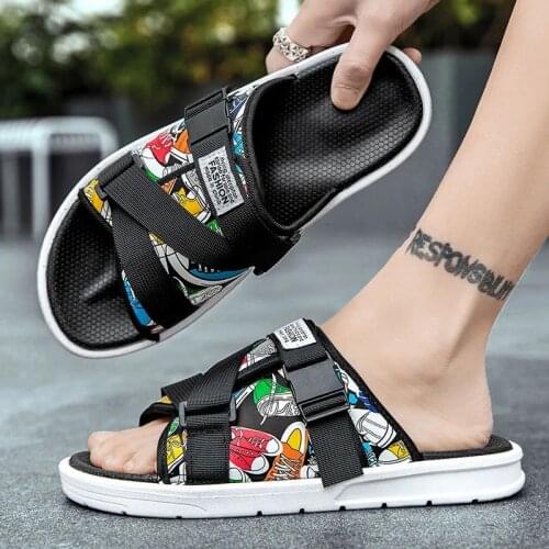 2021 Summer Slippers Men Home Indoor Slides Mens Shoes Comfort Flat Sole Non-slip Flip-flops Trend Beach Shoes Sport Slippers
