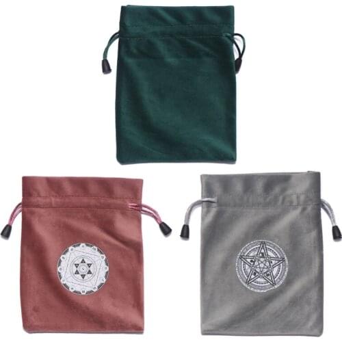Oracle Card Storage Bag Drawstring Jewelry Pouch Soft Flannel Playing Cards Bag G99D