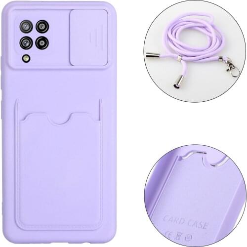 Soft Silicone Case Back Cover For samsung Galaxy A42 Fashion Candy color Couples Cover Card Slot Holder Solid Color