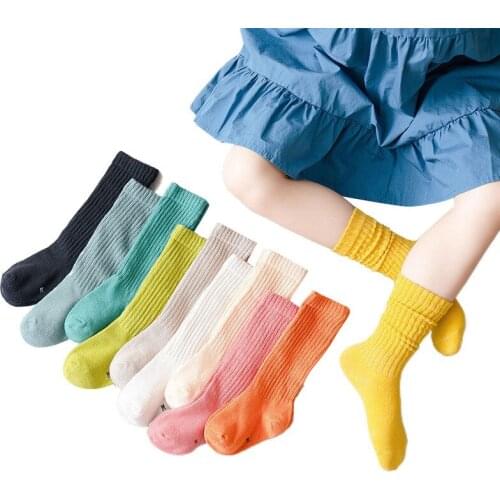 1-8Years Kids Boys Toddlers Girls Socks Knee High Long Soft Candy Color Cotton Baby Socks Stripped Children Socks School Clothes
