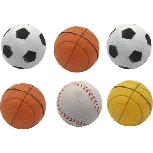 New 6Pcs Squeak Latex Rubber Dog Toy Balls for Small Medium Dogs Interactive Chew Fetch Play Puppies Teething Household Pet