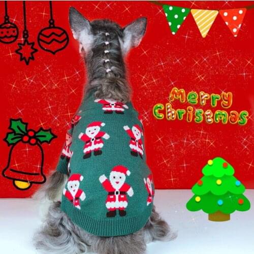 New Pet Dog Cat Christmas Sweater Jumper Winter Warm Clothes Puppy Hoodie For Small Medium Dogs Schnauzer Pug Jacket Coat EMC29
