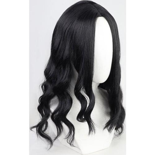 Attack on Titan Pieck Finger Cosplay Wig Black Central Middle Styled Synthetic Hair + Free Wig Cap