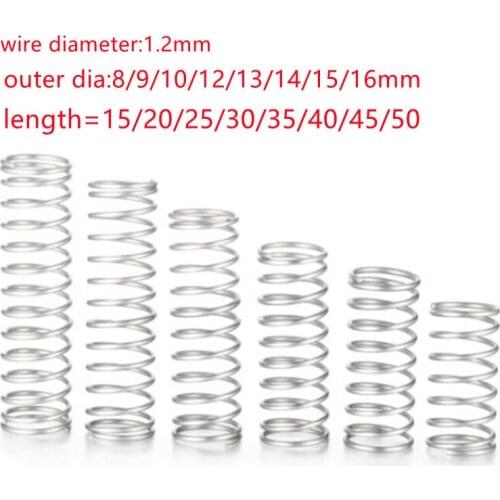 10pcs 1.2x12xL wire 1.2mm outer diameter 12mm stainless Steel Micro Small Compression spring length 20mm-50mm