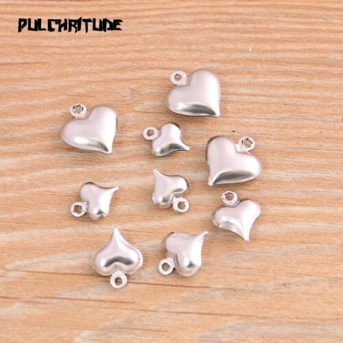 PULCHRITUDE 30pcs 3 Size 2020 New Stainless Steel Rectangle Metal Stamping Blanks Diy Herat Charm Pendant Necklace Accessories