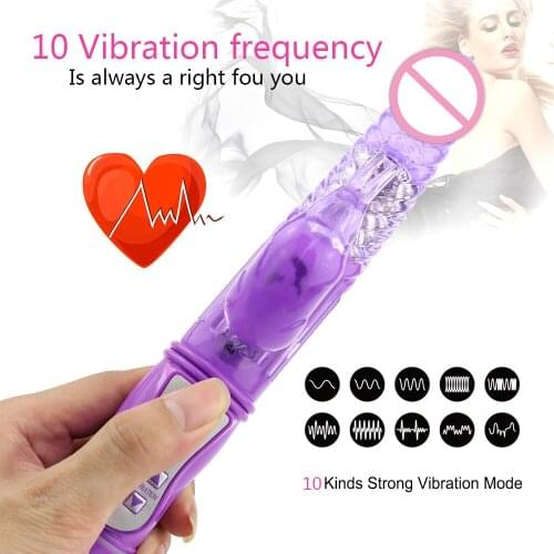 Realistic Dildo Rabbit Vibrator G-spot Clitoris Stimulator AV Massager Rotating Beads Telescopic Wand Sexy Toys For Women