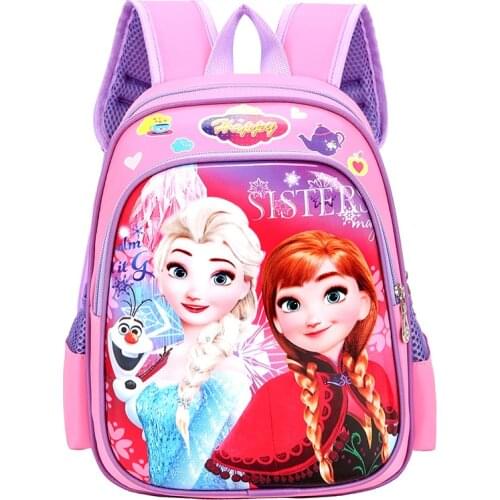 Disney Bag for Girls Frozen Princess Elsa White Snow Printed Kids Schoolbag Plush Anime cartoon backpack Cute Baby Girl‘s Bag