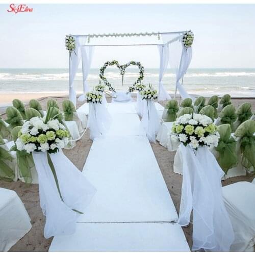 5 Meter Organza Knot Wedding Chairs Cover Sheer Crystal Organza Tulle Roll Fabric for Wedding Decoration Organza Width 48cm 5Z