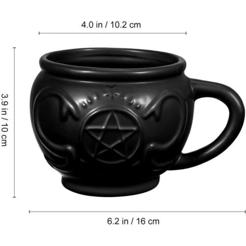 Hemoton 520ml Cauldron Mug Unique Halloween Coffee Mug Witches Gift Ceramics Tea Cup for Halloween Banquet Festival (Black)